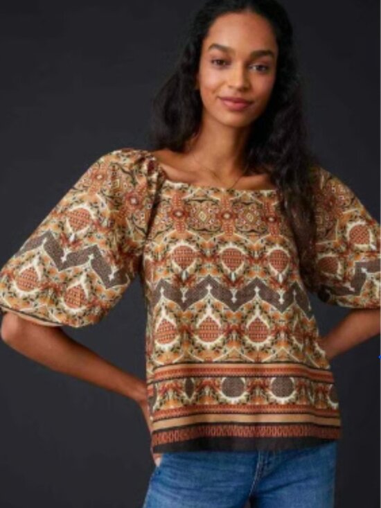 Anthropologie Tops - Porridge by Anthropologie Balloon Sleeve Square Neckline Top Size Med MWOT